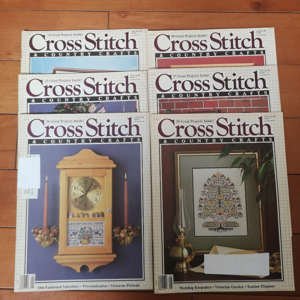 3 for$15 Vintage, 1988 & 1990 Cross Stitch & Country Crafts Magazines Samplers